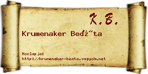 Krumenaker Beáta névjegykártya